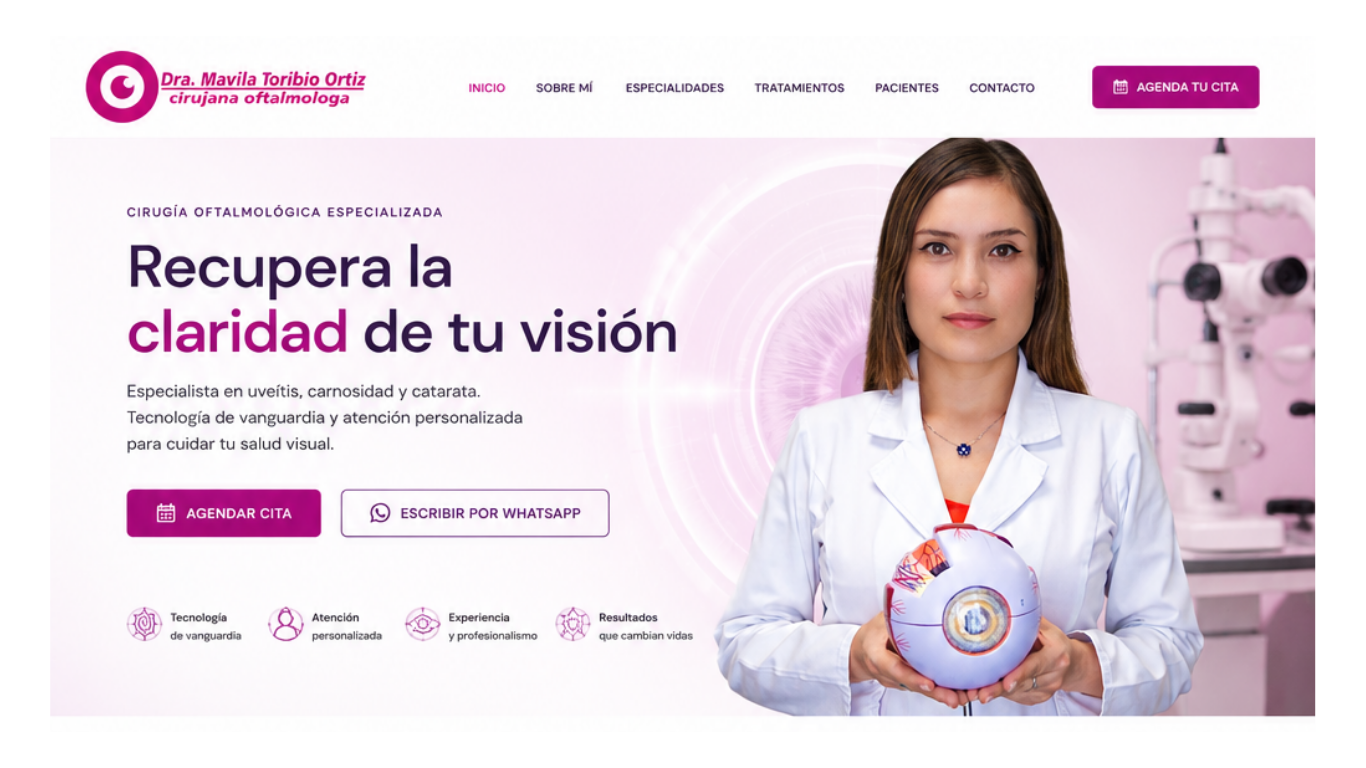 Dra. Mavila Toribio Ortiz con un modelo anatómico del ojo, imagen de la referencia proporcionada